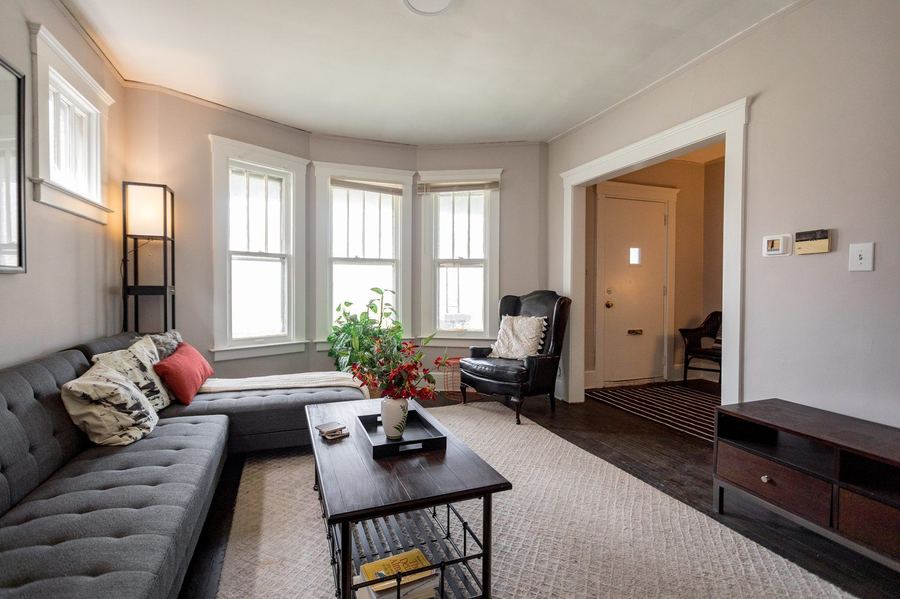 Living room after rehab, Metro Detroit