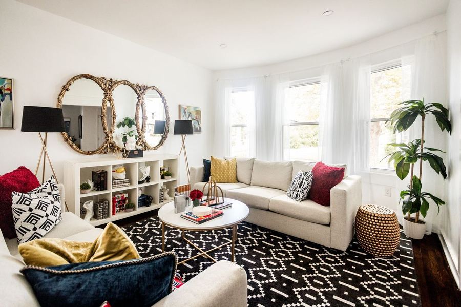 Living room after rehab, Detroit