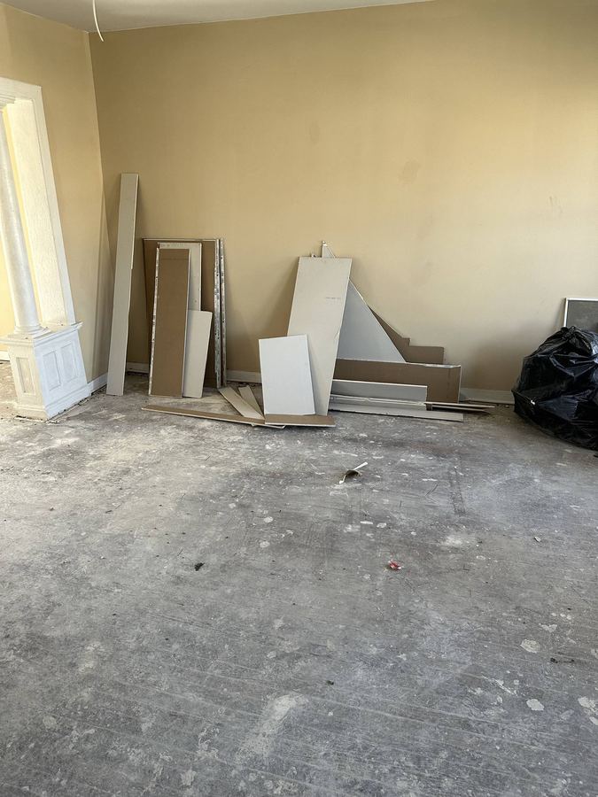 Living area during rehab, Detroit