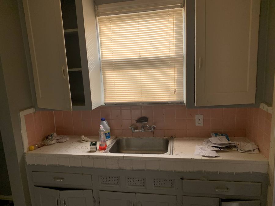 Kitchen before rehab, Detroit